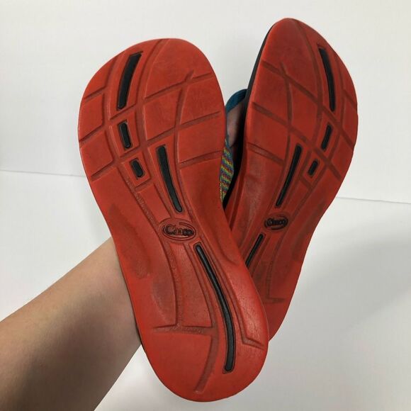 Chacos Flip Vibe EcoThread Flip Flops Thong Sandals Rainbow Chevron Size 7 - Picture 7 of 10